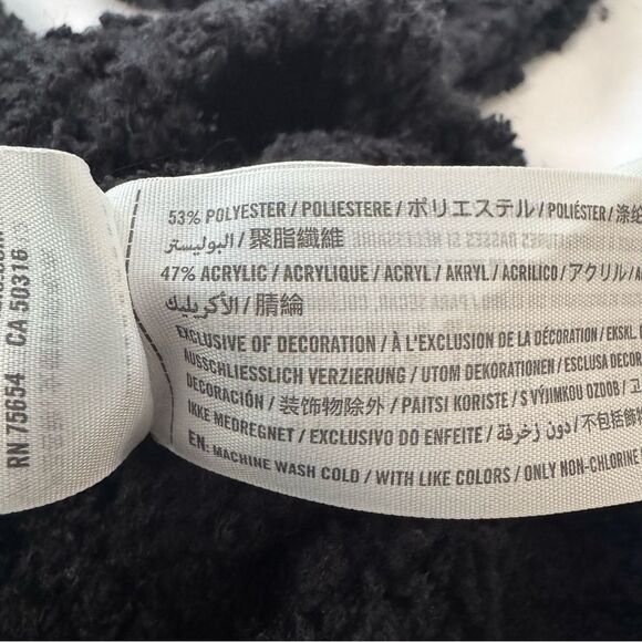 Abercrombie Fitch V-Neck Teddy Tunic Sweater Black Size S Cozy Lounge Classic - Picture 5 of 8